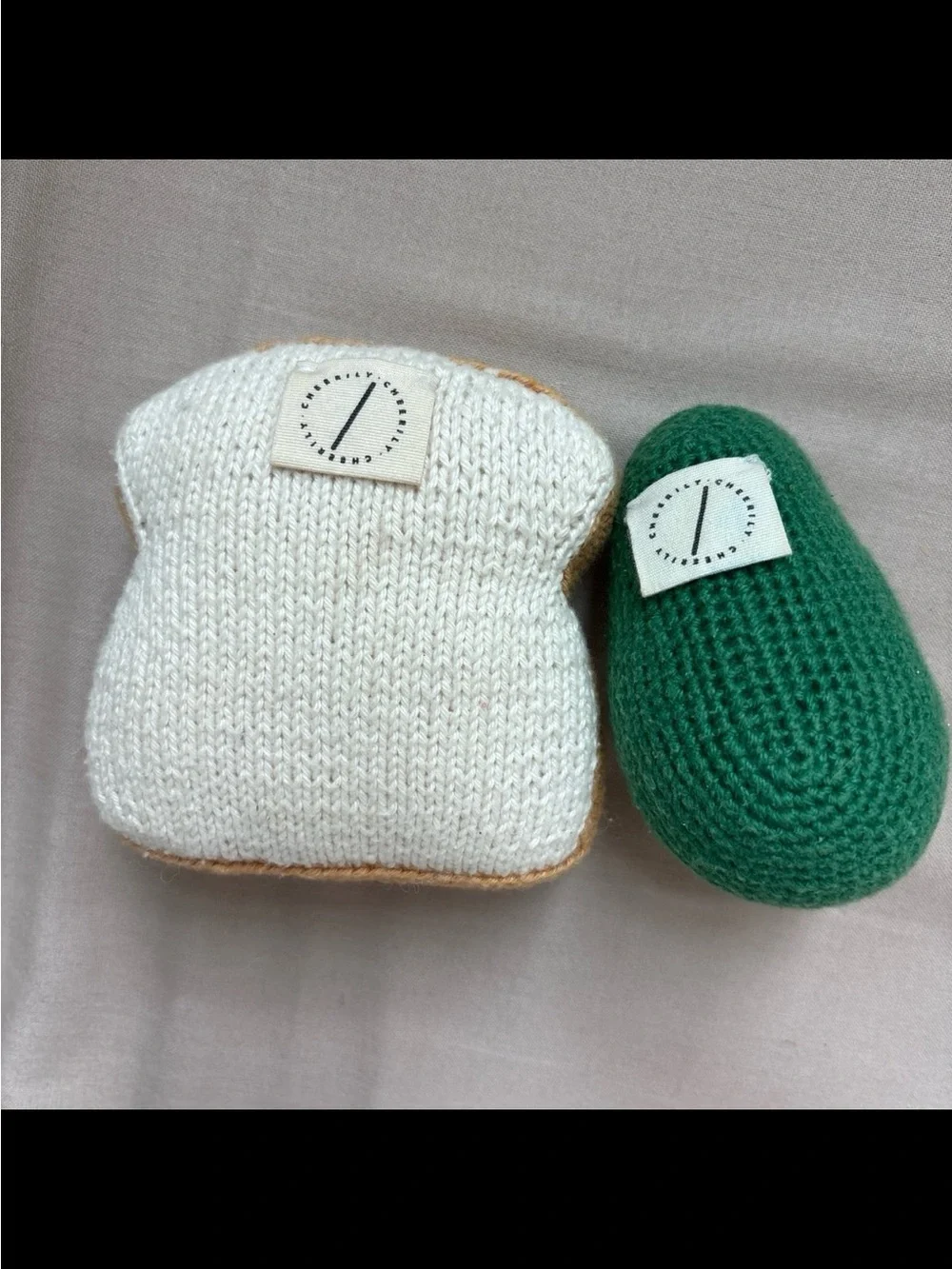 Plush Crochet Avocado and Toast Kids Toy Set